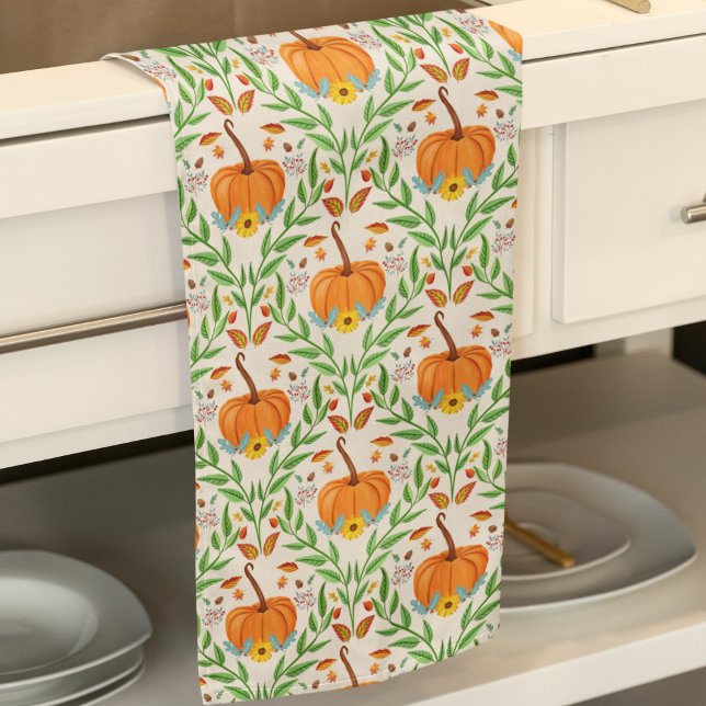 Paño De Cocina Diseño botánico de la Calabaza de Otoño (Subido por el creador)