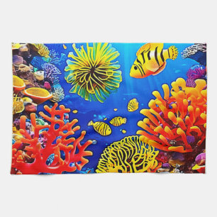 Paño De Cocina Diseño colorido de arrecifes de coral