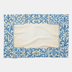 Paño De Cocina diseño de acuarela fija portuguesa de azulejo