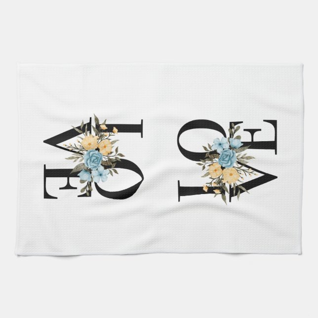 Paño De Cocina Diseño de amor con flores (Horizontal)