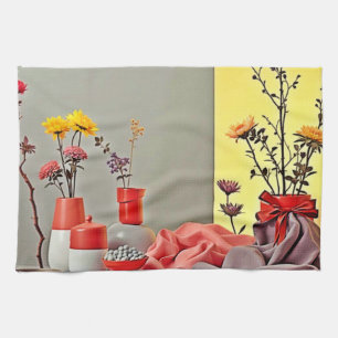 Paño De Cocina Diseño de arreglo amarillo rojo vibrante