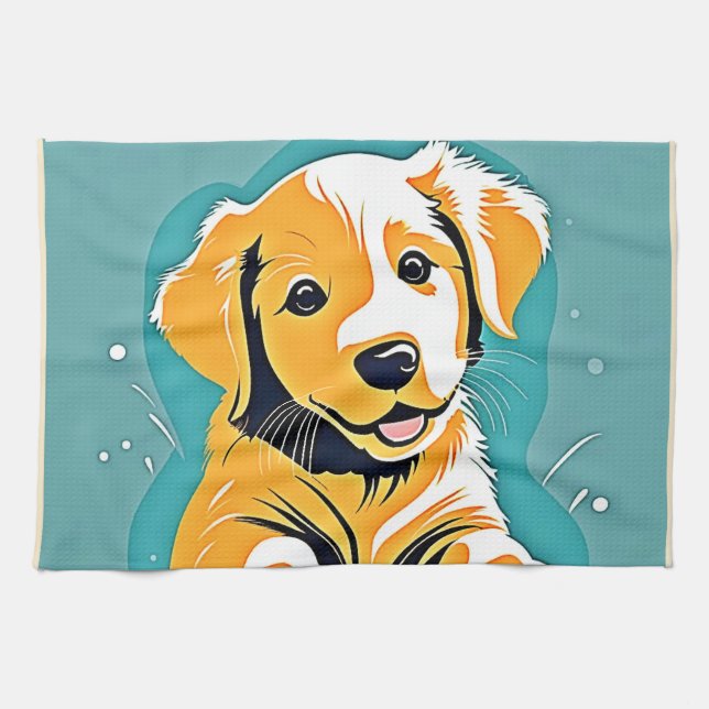 Paño De Cocina Diseño de arte de cachorros (Horizontal)