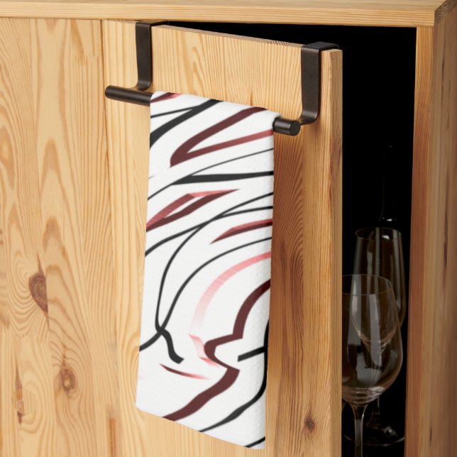 Paño De Cocina Diseño de banda de rayas blancas rojas (Pliegue de tercios)