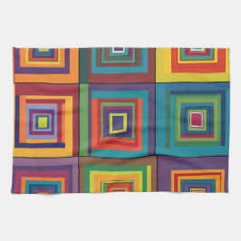 Paño De Cocina Diseño de bloques retro coloridos