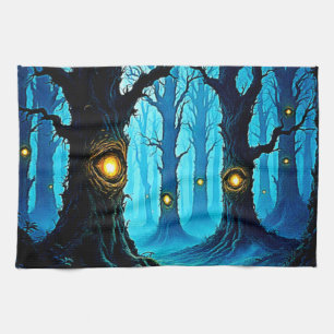 Paño De Cocina Diseño de bosque de ojos de fantasía oscura