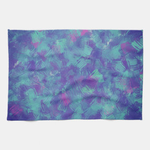 Paño De Cocina Diseño de brotes de pincel azul púrpura abstracto