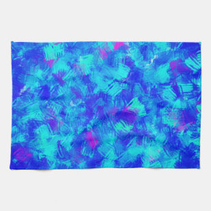 Paño De Cocina Diseño de brotes de pincel de resplandor azul bril