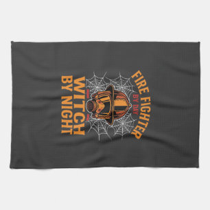 Paño De Cocina Diseño de bruja de Halloween para bomberos