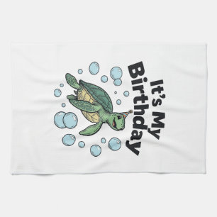 Paño De Cocina Diseño de camisa de cumpleaños de tortuga marina_1