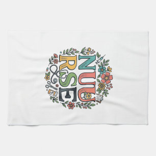 Paño De Cocina Diseño de camisa de enfermera floral Arte médico v