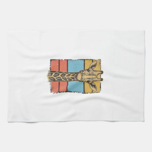 Paño De Cocina Diseño de camisa de rayas retro jirafa grabada vin