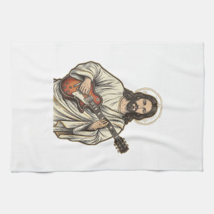 Paño De Cocina Diseño de camiseta con grabado de guitarrista sagr