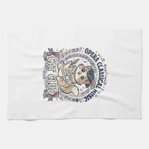 Paño De Cocina Diseño de camiseta de gato lindo de música clásica