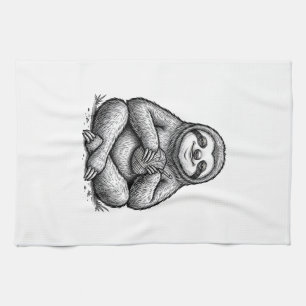 Paño De Cocina Diseño de camiseta de grabado de tejer perezoso vi