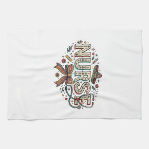 Paño De Cocina Diseño de camiseta de grabado vintage de enfermera