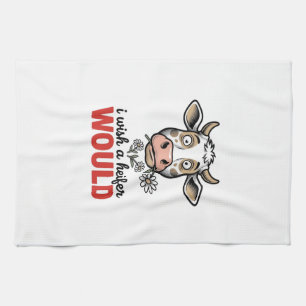 Paño De Cocina Diseño de camiseta de grabado vintage de vaca novi