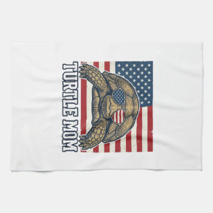 Paño De Cocina Diseño de camiseta de mamá tortuga patriótica vint