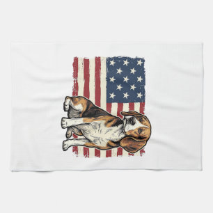 Paño De Cocina Diseño de camiseta de perro con bandera patriótica