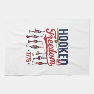 Paño De Cocina Diseño de camiseta de pesca patriótica Adicto a la