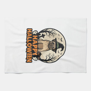 Paño De Cocina Diseño de camiseta de Pug vintage con sombrero de 