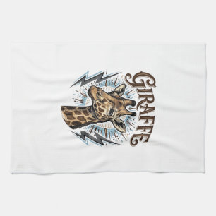 Paño De Cocina Diseño de camiseta de rayo de jirafa grabada vinta