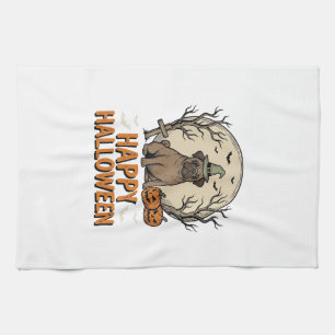 Paño De Cocina Diseño de camiseta de sombrero de bruja de perro P