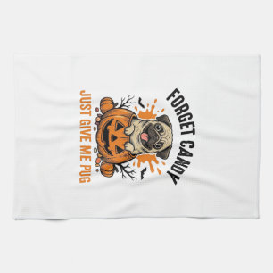 Paño De Cocina Diseño de camiseta divertida de pug de Halloween O