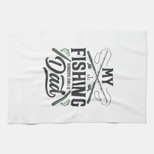 Paño De Cocina Diseño de camiseta grabada vintage para papá pesca