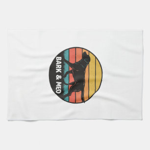Paño De Cocina Diseño de camiseta Vintage Bark And Meo Dog Sunset
