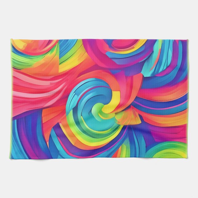 Paño De Cocina Diseño de Caos de Barco Iris Swirl (Horizontal)