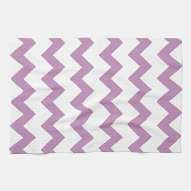 Paño De Cocina Diseño de chevron de zigzag morado y blanco (Horizontal)