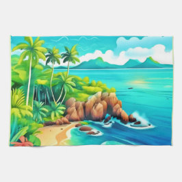Paño De Cocina Diseño de colisiones costeras tropicales