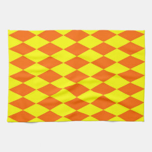 Paño De Cocina Diseño de cuadros de arlequín de color amarillo na