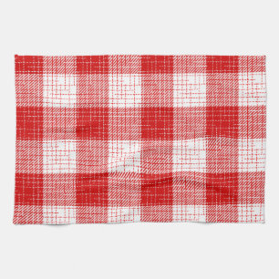 Paño De Cocina Diseño de cuadros escoceses atrevidos en rojo y bl