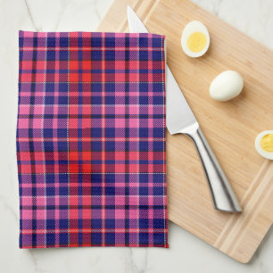 Paño De Cocina Diseño de cuadros escoceses azul marino rojo rosa