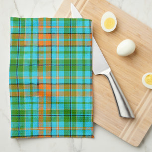 Paño De Cocina Diseño de cuadros escoceses azul naranja verde