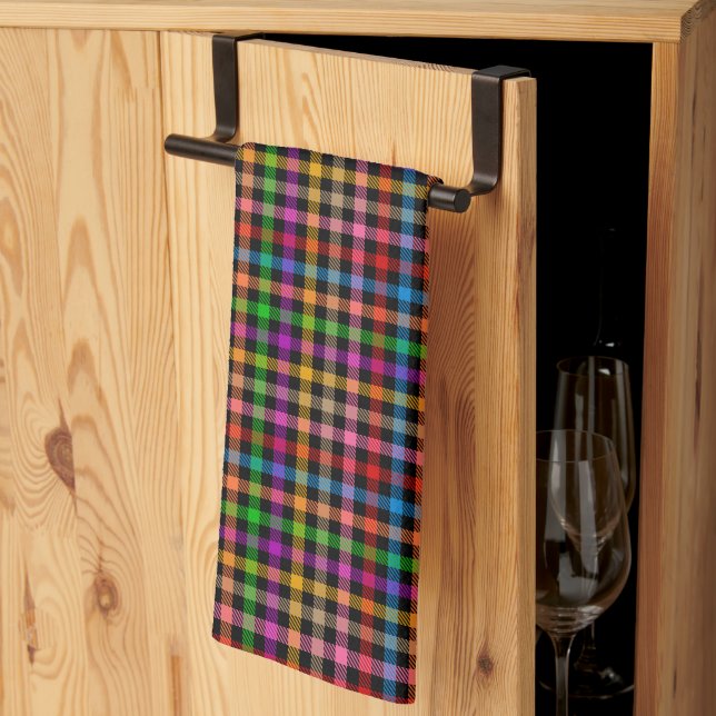 Paño De Cocina Diseño de cuadros escoceses de gingham de arcoíris (Pliegue de tercios)