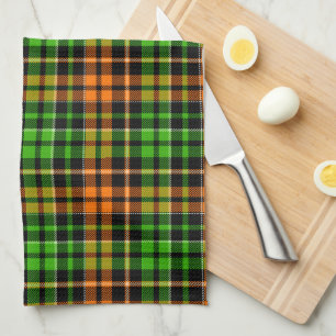 Paño De Cocina Diseño de cuadros escoceses naranja verde negro