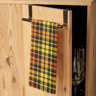 Paño De Cocina Diseño de cuadros escoceses negro amarillo naranja