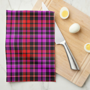 Paño De Cocina Diseño de cuadros escoceses negro rojo púrpura