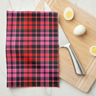 Paño De Cocina Diseño de cuadros escoceses rojo negro y rosa