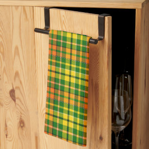 Paño De Cocina Diseño de cuadros escoceses verde amarillo naranja