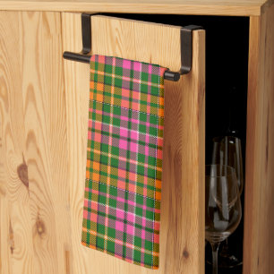 Paño De Cocina Diseño de cuadros escoceses verde rosa naranja