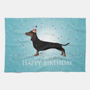 Paño De Cocina Diseño de cumpleaños feliz de Dachshund