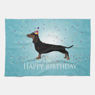 Paño De Cocina Diseño de cumpleaños feliz de Dachshund