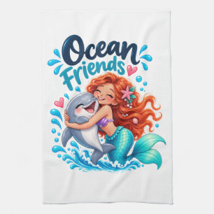 Paño De Cocina Diseño de delfín amigos de la sirena linda