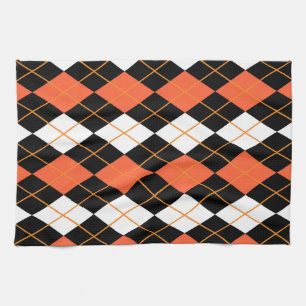 Paño De Cocina Diseño de diamante de argelia blanco negro naranja