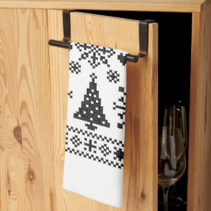 Paño De Cocina Diseño de ejemplo de patrón cruzado de navidades