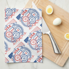 Paño De Cocina Diseño de emblema del aniversario patriótico USA 2