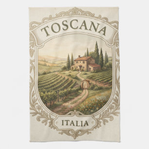 Paño De Cocina Diseño de etiqueta de viñedo toscano vintage
